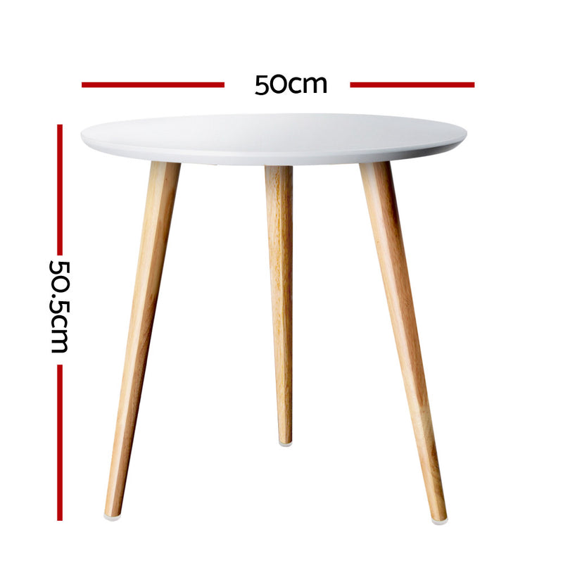 Artiss Round Side Table - White