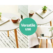 Artiss Round Side Table - White