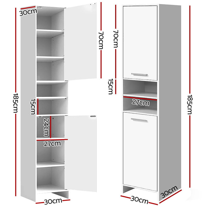Artiss 185cm Bathroom Tallboy Toilet Storage Cabinet Laundry Cupboard Adjustable Shelf
