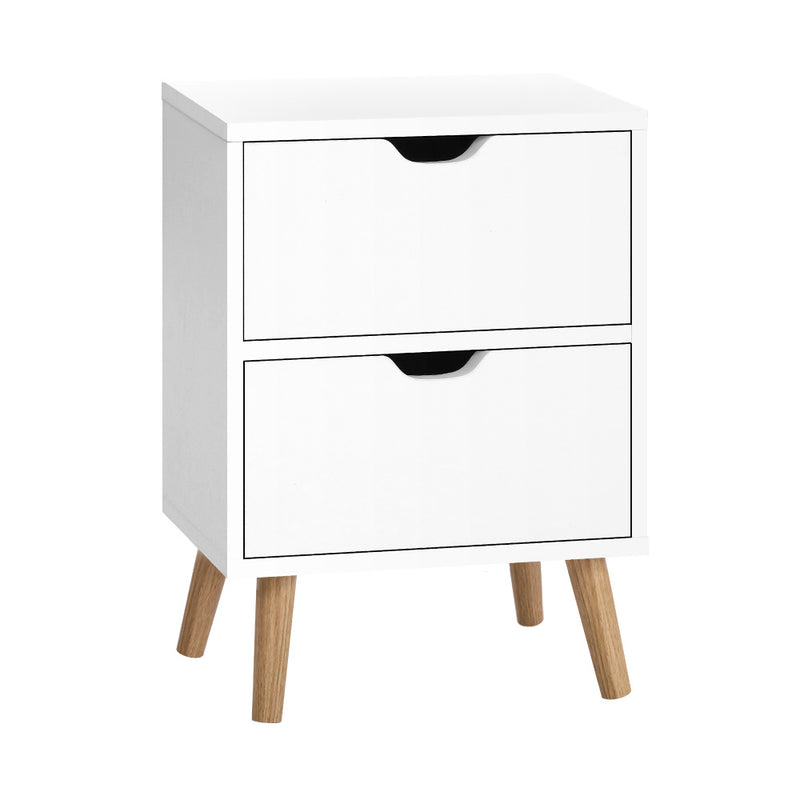Artiss Bedside Tables Drawers Side Table Nightstand White Storage Cabinet Wood Default Title