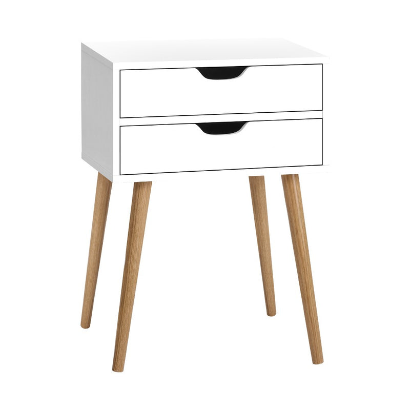 Artiss Bedside Tables Drawers Side Table Nightstand Wood Storage Cabinet White White
