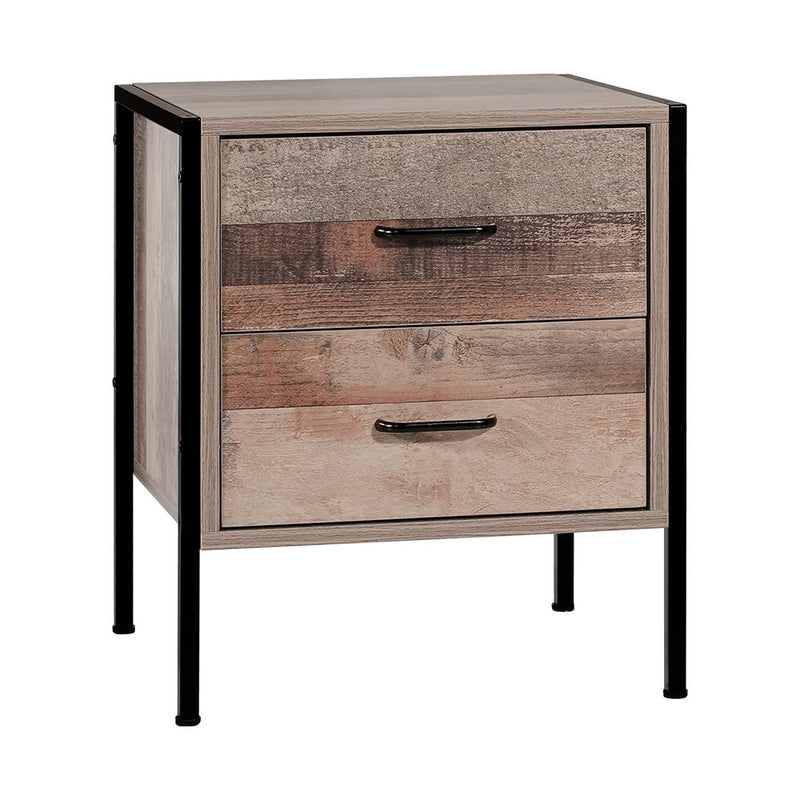 Artiss Barnsly Bedside Table - Black and Dark Oak