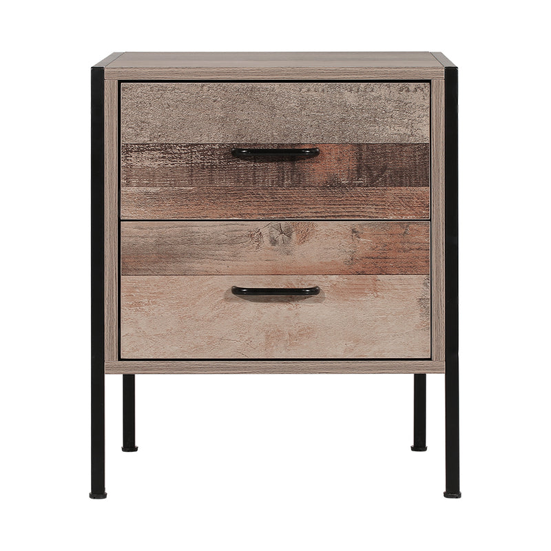 Artiss Barnsly Bedside Table - Black and Dark Oak