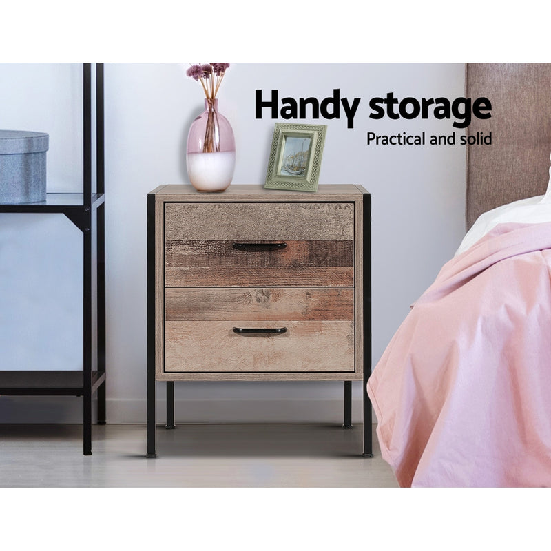 Artiss Barnsly Bedside Table - Black and Dark Oak