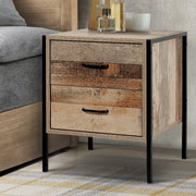 Artiss Barnsly Bedside Table - Black and Dark Oak