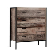 Artiss Barnsly 4-drawer Tallboy - Black and Dark Oak