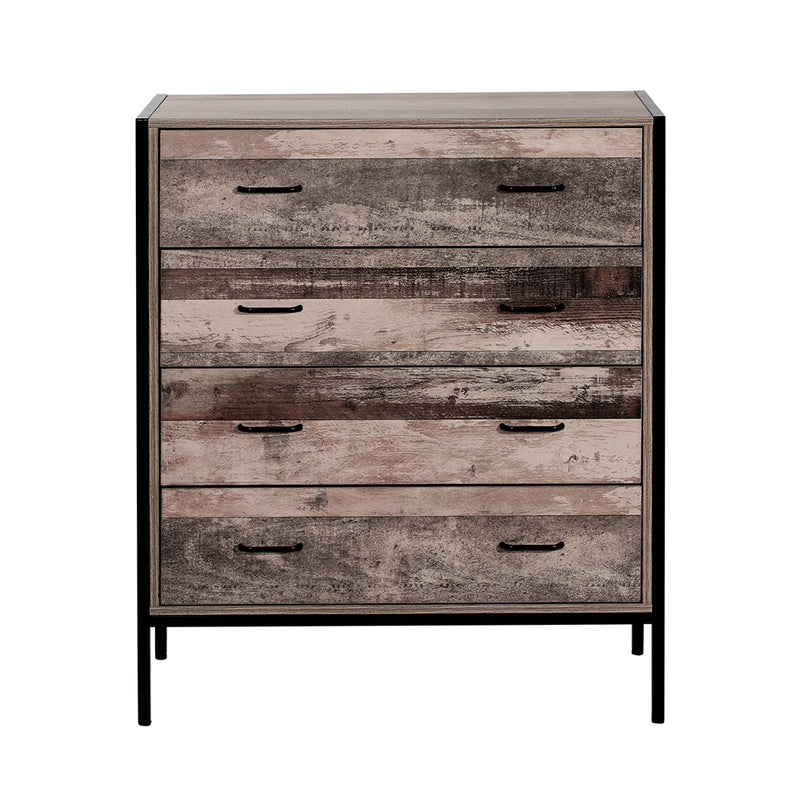Artiss Barnsly 4-drawer Tallboy - Black and Dark Oak