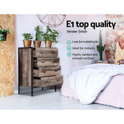 Artiss Barnsly 4-drawer Tallboy - Black and Dark Oak