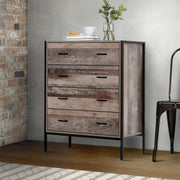 Artiss Barnsly 4-drawer Tallboy - Black and Dark Oak