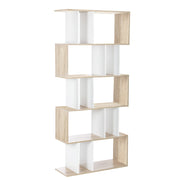 Artiss 5-tier Zigzag Shelving Unit - White and Wood