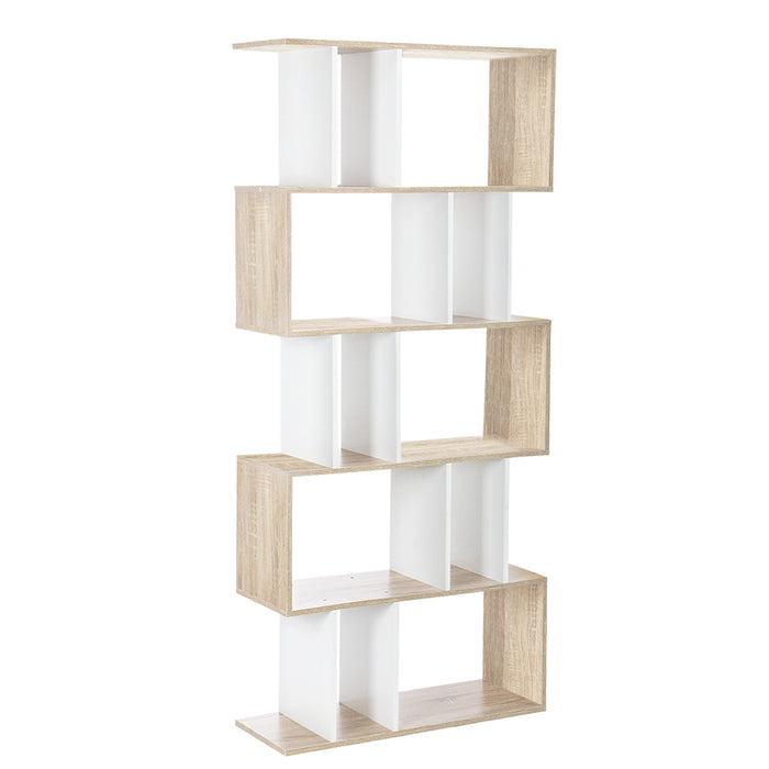 Artiss 5-tier Zigzag Shelving Unit - White and Wood