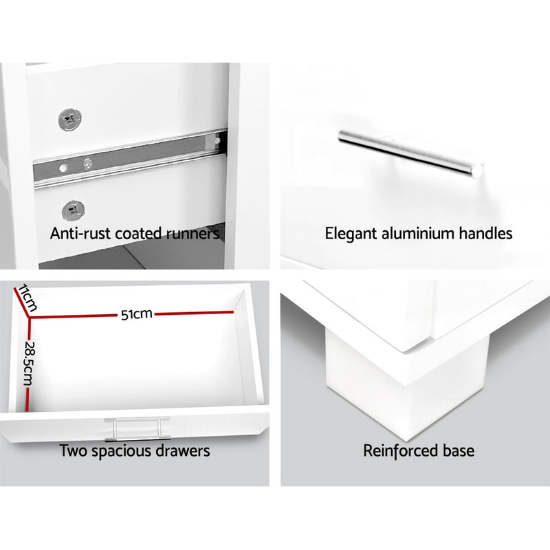 Artiss Edison Bedside Table - White