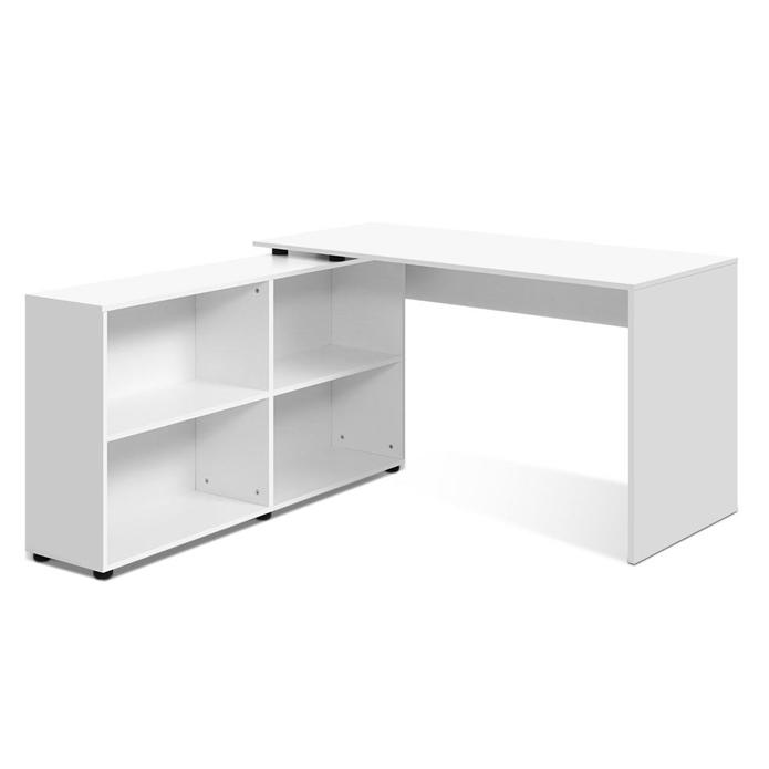 Artiss Corner Study Table or Office Computer Desk with Storage Solution White
