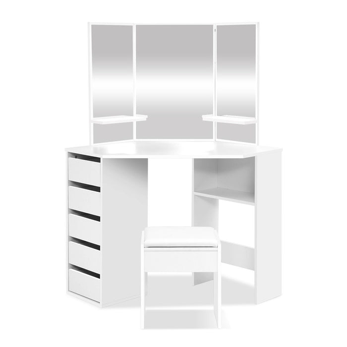 Artiss Corner Dressing Table Set - White