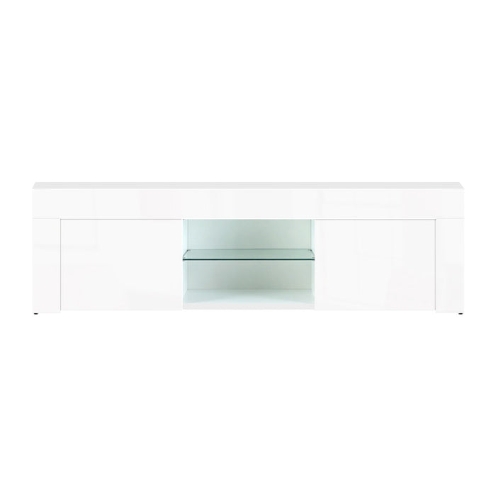 Artiss 130cm High Gloss TV Stand Entertainment Unit Storage Cabinet Tempered Glass Shelf White