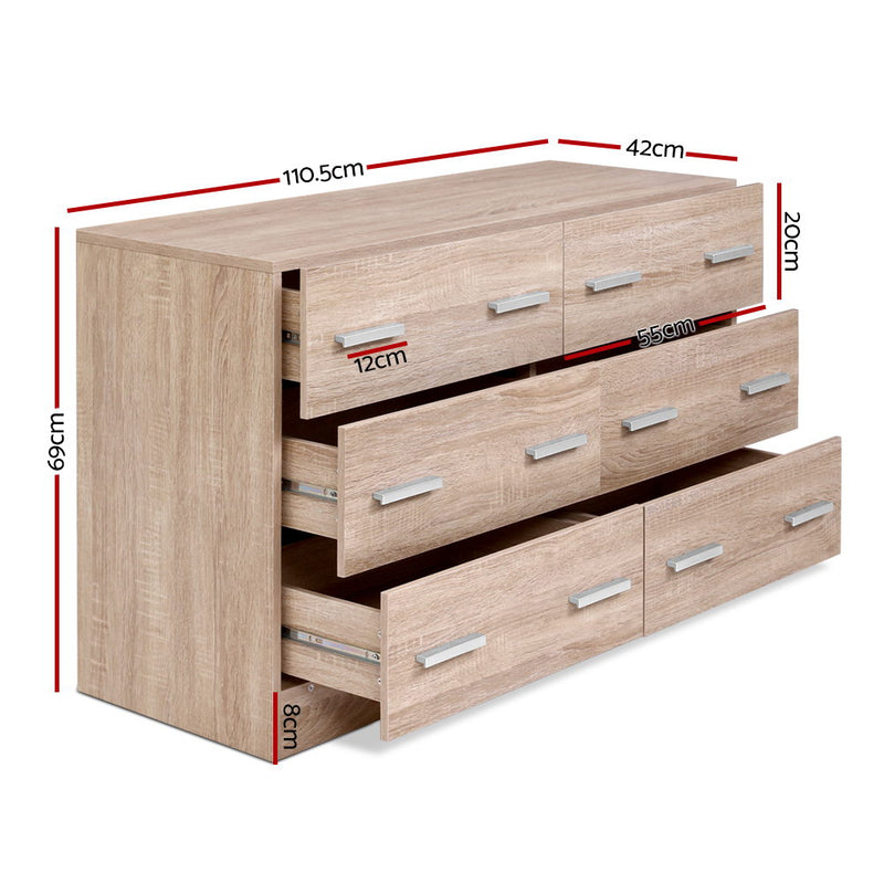 Artiss Simple 6-drawer Lowboy