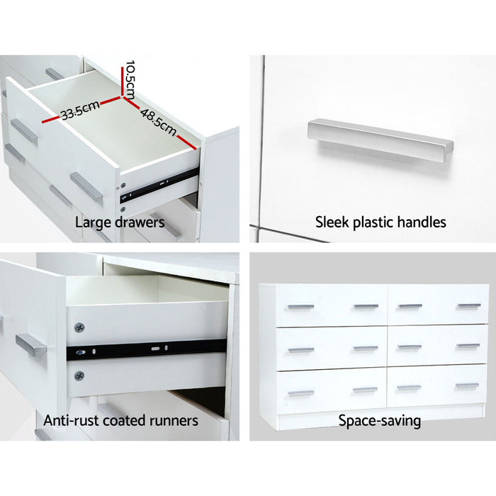 Artiss Simple 6-drawer Lowboy