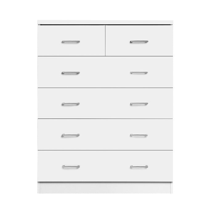 Artiss Tallboy Dresser Table 6 Chest of Drawers Cabinet Bedroom Storage White