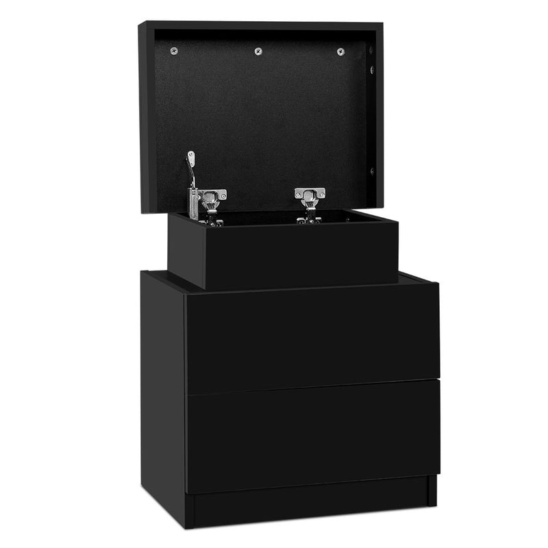 Artiss 2-drawer Chest Bedside Table Black