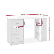 Artiss Office Computer Desk Student Study Table Workstation 3 Drawers Shelf 120cm