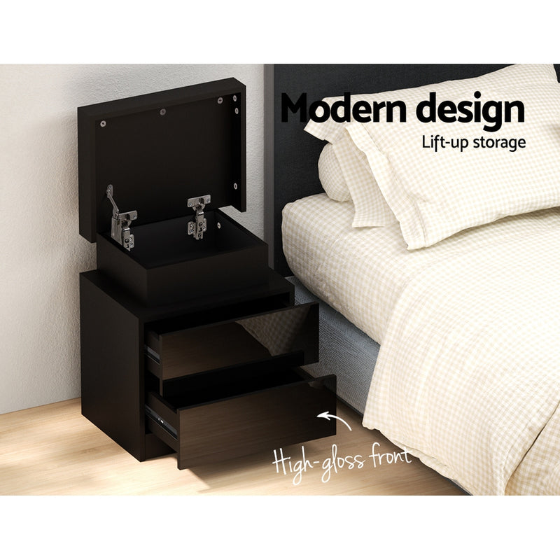 Artiss Coley 2-drawer LED Bedside Table