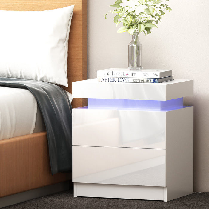 Artiss Coley 2-drawer LED Bedside Table