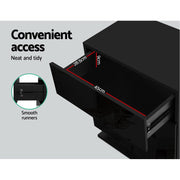 Artiss Bedside Tables Side Table RGB LED Lamp 3 Drawers Nightstand Gloss