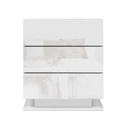 Artiss Bedside Tables Side Table RGB LED Lamp 3 Drawers Nightstand Gloss