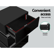 Artiss Bedside Table Side Unit RGB LED Lamp 3 Drawers Nightstand Gloss Furniture