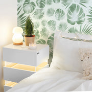 Artiss Bedside Table Side Unit RGB LED Lamp 3 Drawers Nightstand Gloss Furniture