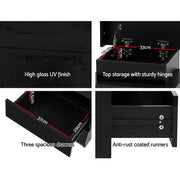 Artiss Coley 3-drawer LED Bedside Table