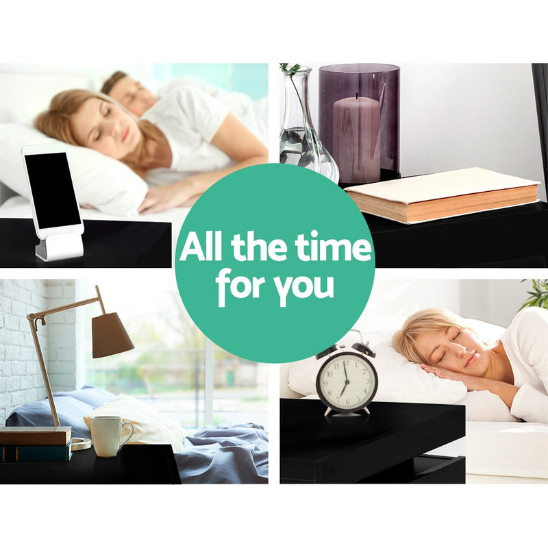 Artiss Coley 3-drawer LED Bedside Table