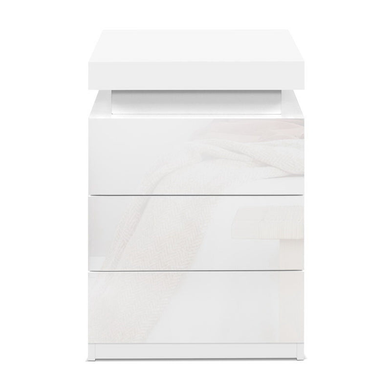 Artiss Coley 3-drawer LED Bedside Table