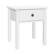 Bedside Tables Drawer Side Table Nightstand White Storage Cabinet White Lamp 45cm x 38cm x 47.5cm