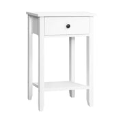 Bedside Tables Drawer Side Table Nightstand White Storage Cabinet White Lamp 50cm x 30cm x 74cm