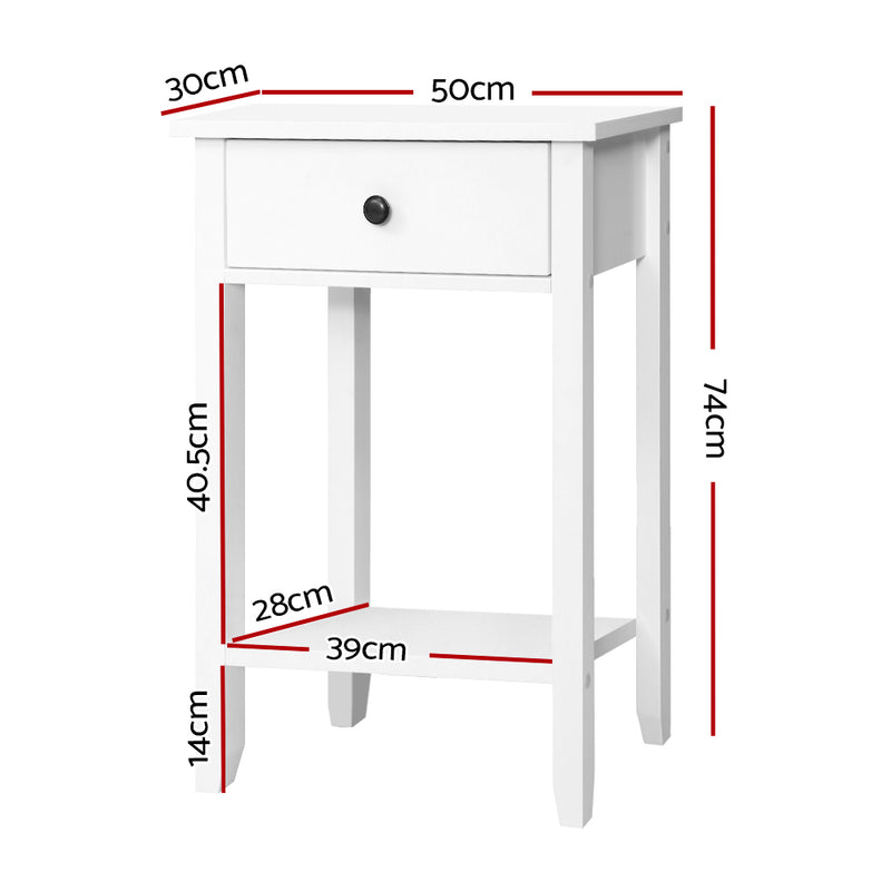 Bedside Tables Drawer Side Table Nightstand White Storage Cabinet White Lamp
