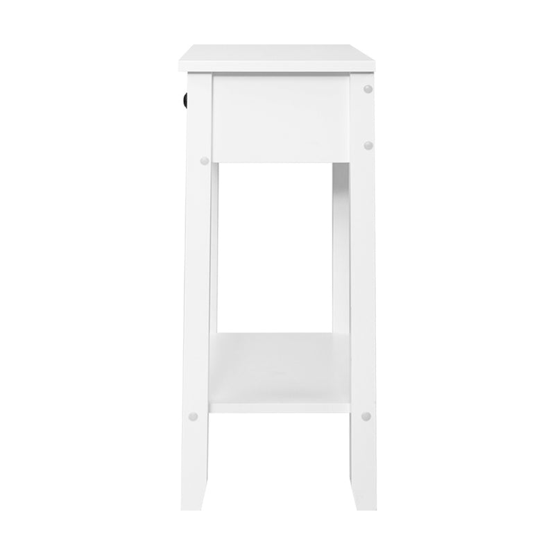 Bedside Tables Drawer Side Table Nightstand White Storage Cabinet White Lamp