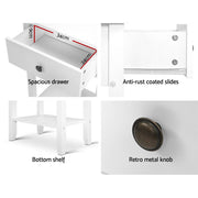 Bedside Tables Drawer Side Table Nightstand White Storage Cabinet White Lamp