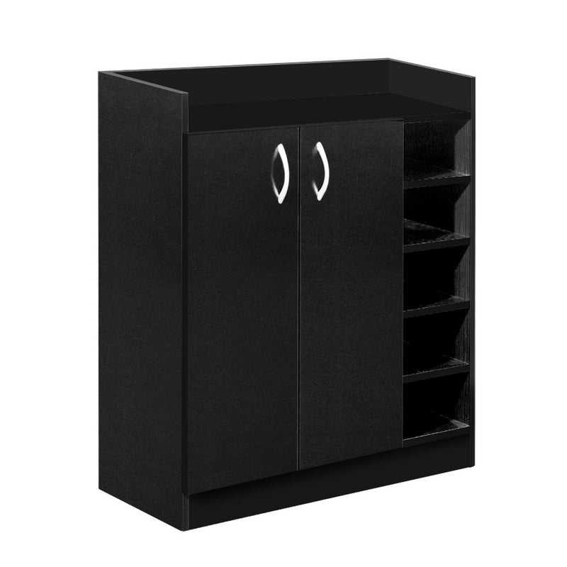 Artiss 2 Doors Shoe Cabinet Storage Cupboard Black
