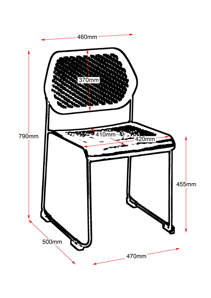 Rapidline Black Perforated Frame Visitor Chair With Sled Base & Waterfall Seat