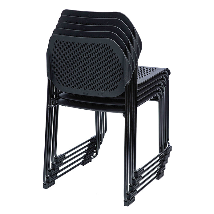 Rapidline Black Perforated Frame Visitor Chair With Sled Base & Waterfall Seat