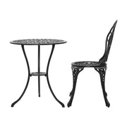 Gardeon 3PC Outdoor Setting Cast Aluminium Bistro Table Chair Patio