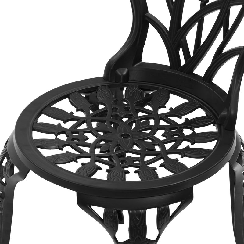 Gardeon 3PC Outdoor Setting Cast Aluminium Bistro Table Chair Patio