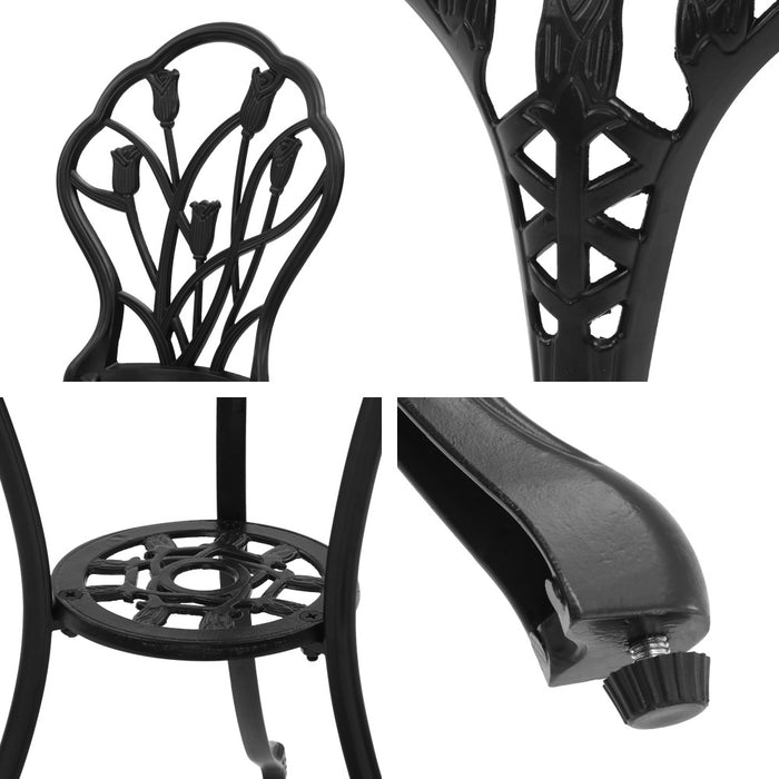 Gardeon 3PC Outdoor Setting Cast Aluminium Bistro Table Chair Patio