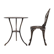 Gardeon 3PC Outdoor Setting Cast Aluminium Bistro Table Chair Patio
