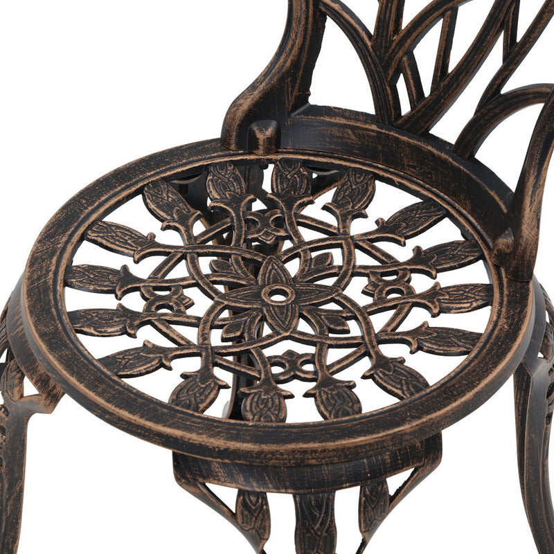 Gardeon 3PC Outdoor Setting Cast Aluminium Bistro Table Chair Patio