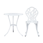 Gardeon 3PC Outdoor Setting Cast Aluminium Bistro Table Chair Patio
