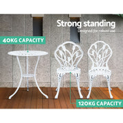 Gardeon 3PC Outdoor Setting Cast Aluminium Bistro Table Chair Patio