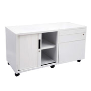 Rapidline Mobile Caddy Unit - Left Hand Tambour Door White Satin