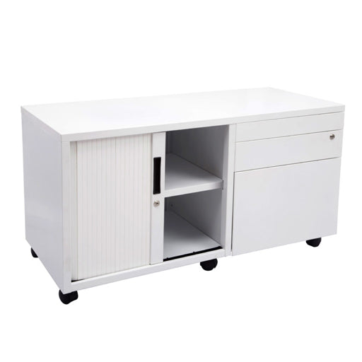 Rapidline Mobile Caddy Unit - Left Hand Tambour Door White Satin
